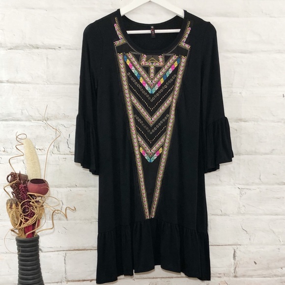 Geometric Black Beaded Dress - Picture 2 of 6